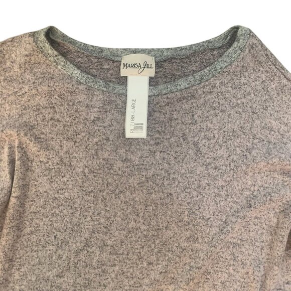 NEW MARISA JULL GRAY/PINK HEATHERED LONG BALLOON SLEEVE TOP LARGE - Picture 6 of 8